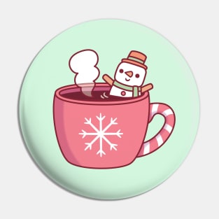 Cute Christmas Coffee Drink Snowman Marshmallow Pin