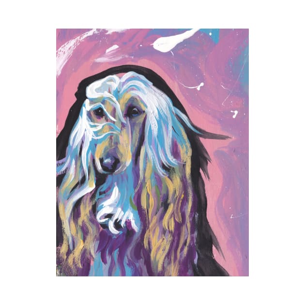 Afghan Hound Dog Bright colorful pop dog art by bentnotbroken11