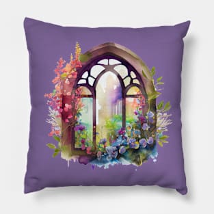 Rainbow Floral Church  Window Pillow