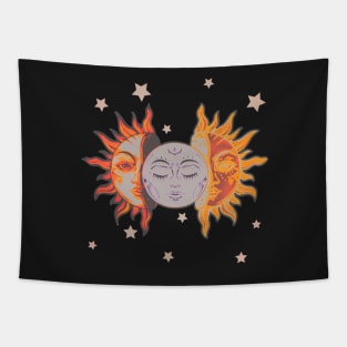 Star child of the moon and sun (black bg, matte 2 version) Tapestry