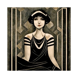 Art Deco 1920s Watercolor Flapper Girl T-Shirt