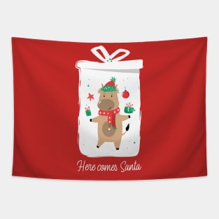 Highland Christmas Cow Funny Design Tapestry