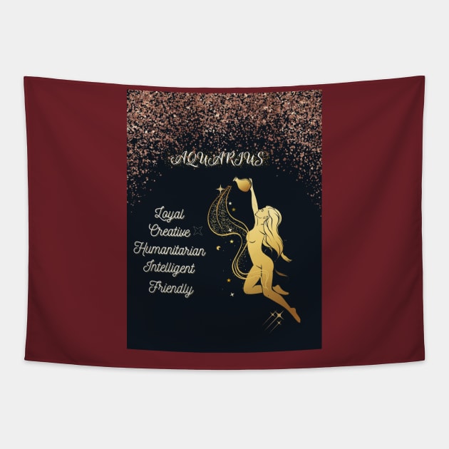 Aquarius ♒🏺 Zodiac Sign Astrology Tshirt Tapestry by Bro Aesthetics