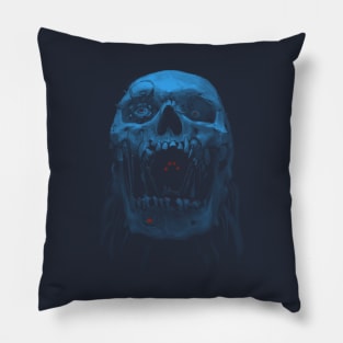 Robot Cyborg Skull Sci-Fi T shirt - Blue Pillow