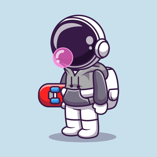 Cute Astronaut Holding Skateboard by Catalyst Labs
