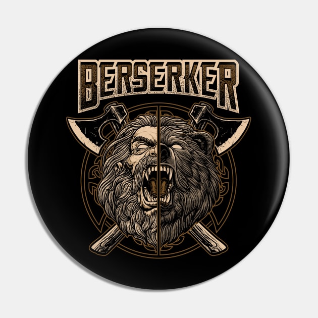 Nordic Viking Berserker Norse Pagan Bear Warrior Pin by Blue Pagan