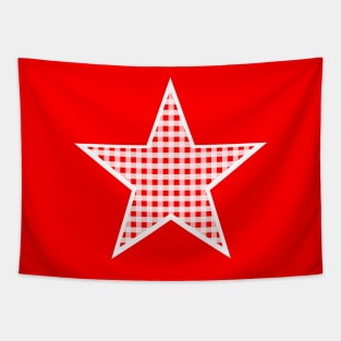 Red and White Gingham Star Tapestry