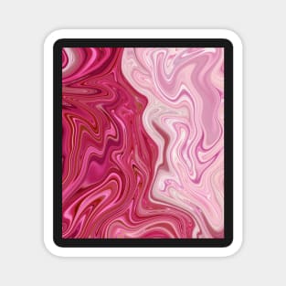 Raspberry Cream Pink Marble Effect Swirl Abstract Art Magnet