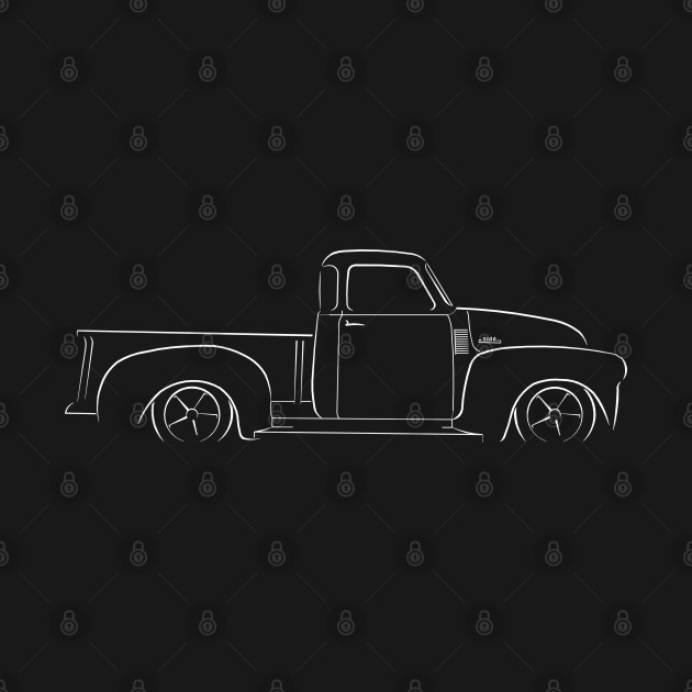 front/profile Chevy 3100 Pickup - stencil, white by mal_photography