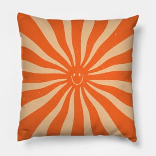 Retro Sun Vintage 70s 2 Orange Pillow