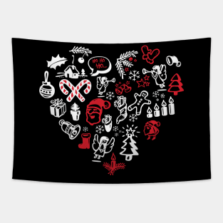 'Love Christmas' Cute Christmas  Heart Tapestry