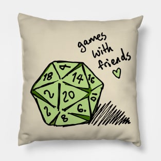 Games with Friends 20-Sided Dice Pillow