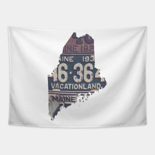 Vintage Maine License Plates Tapestry