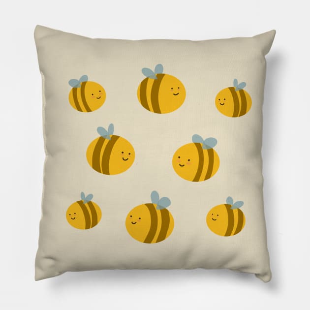 Happy Little Bees Pillow by novabee