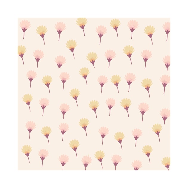 Cute Pink yellow floral Pattern by MinimalSpace