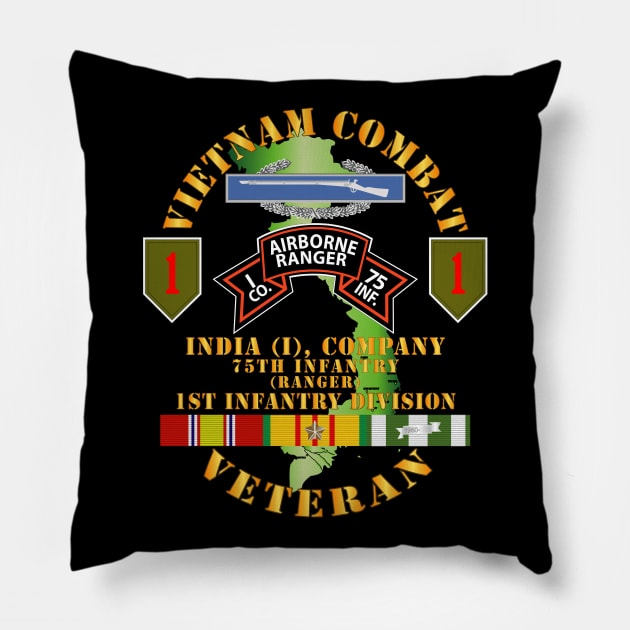 Vietnam Combat Vet - I Co 75th Infantry (Ranger) - 1st ID SSI Pillow by twix123844