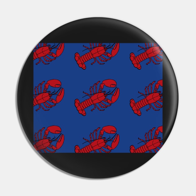 Red Lobsters on Blue Background Lobster Sea Life Animal Social Distancing FaceMask Pin by gillys