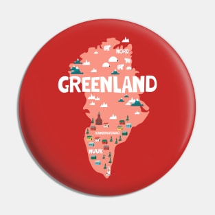 Greenland illustrated map Pin