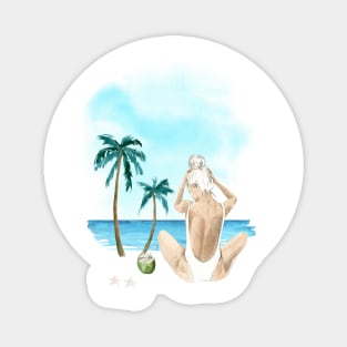 Girl at the beach print Magnet