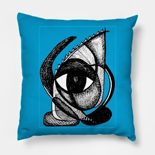 "I see you" - African Symbolic Surrealist Art - Blue Pillow