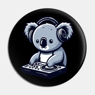 Cute koala with headphones in a dj party, kawaii style koala bear vector illustration Pin