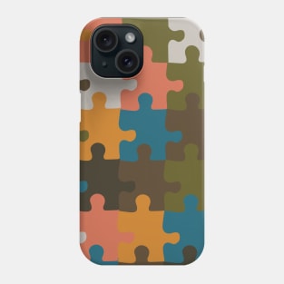 Retro Groovy Puzzle Pieces- Deep Autumn Puzzles Seasonal Palette Phone Case