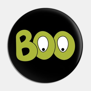 BOO text art cartoon eyes green bubble letters Pin