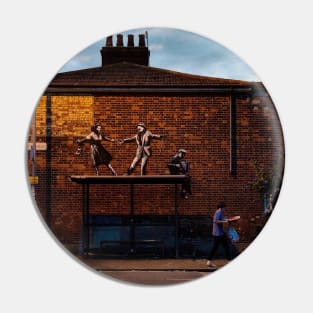 Banksy Bus Stop Dancers Graffiti Pin