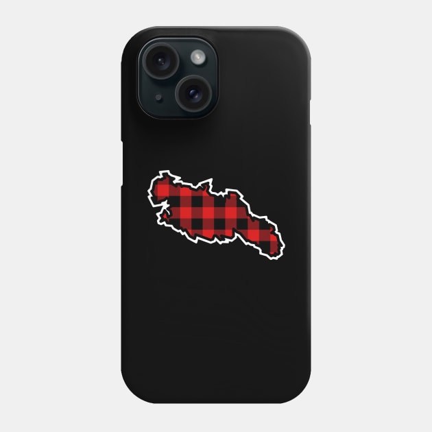 Lasqueti Island Silhouette in Red and Black Plaid - Simple Canadian Pattern - Lasqueti Island Phone Case by Bleeding Red Paint