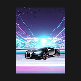 Bugatti chiron a super car in black with neon details T-Shirt