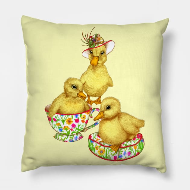 Posh Yellow Ducklings Pillow by PerrinLeFeuvre