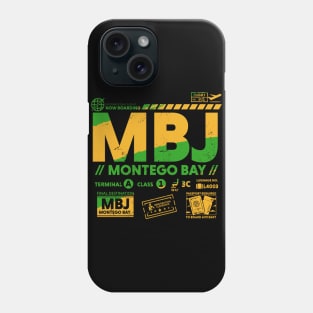 Vintage Montego Bay MBJ Airport Code Travel Day Retro Travel Tag Jamaica Phone Case