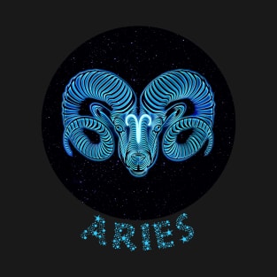 Blue Artistic Zodiac Sign ARIES T-Shirt