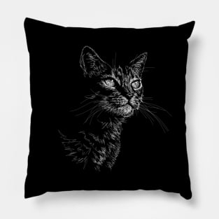 Cat draw with scribble art style Pillow