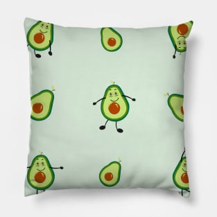 Avocados practicing yoga with cute expression Pillow