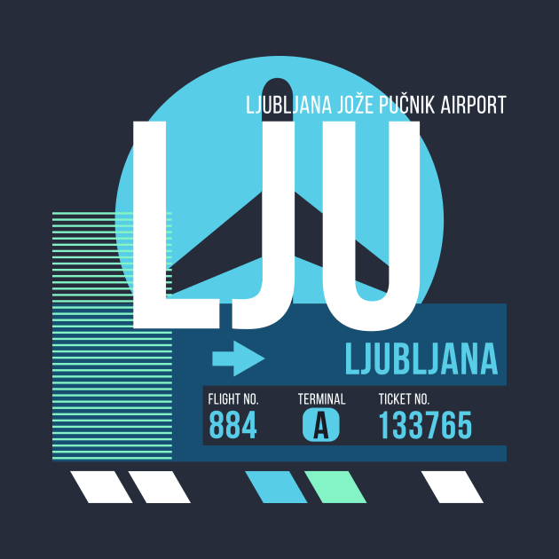 Ljubljana (LJU) Airport // Sunset Baggage Tag by Now Boarding