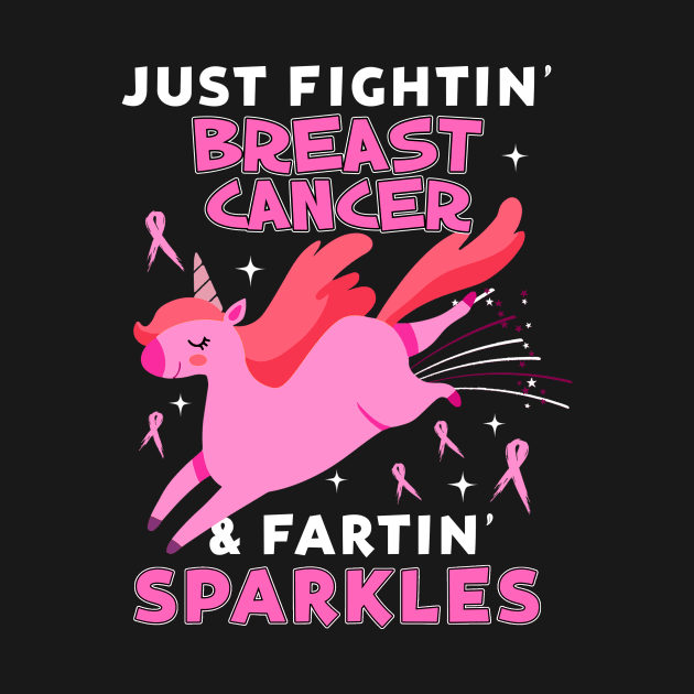 breast cancer funny unicorn farting sparkles by TeesCircle