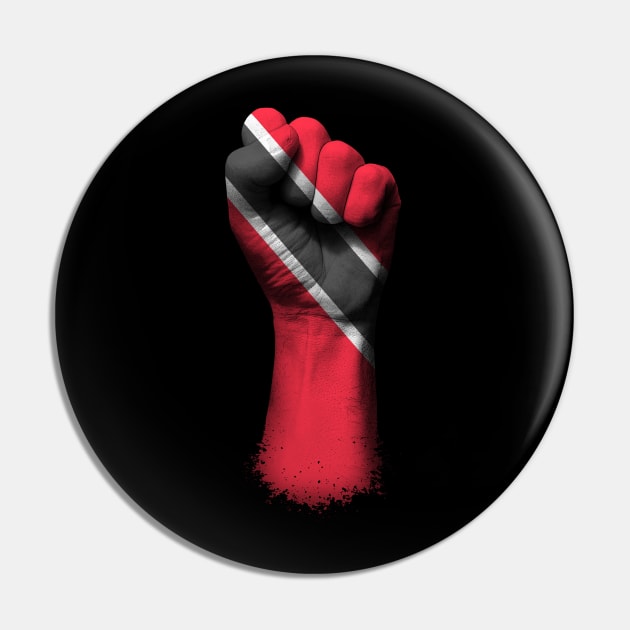 Flag of Trinidad and Tobago on a Raised Clenched Fist Pin by jeffbartels