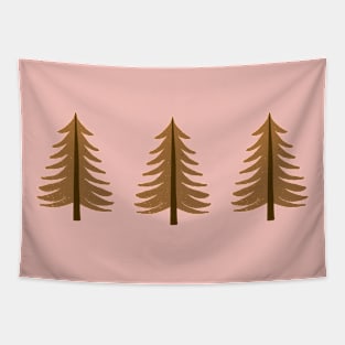 Brown and pink retro pine trees Tapestry