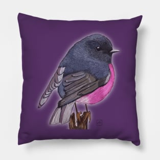 Robin bird pink Pillow