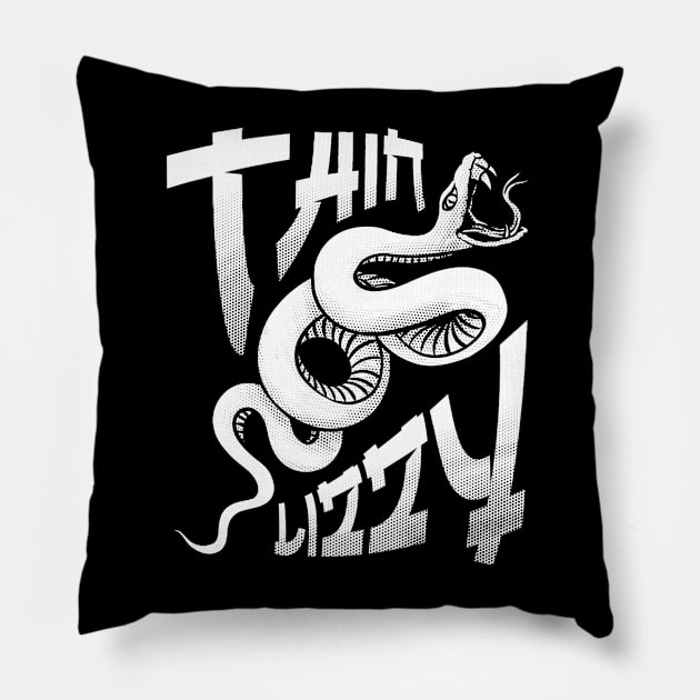 thin lizzy snake illustration design Pillow by ROCKHOPPER