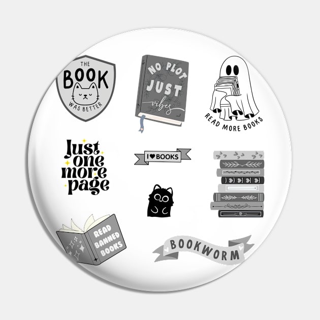 Black Bookish Pack Pin by medimidoodles