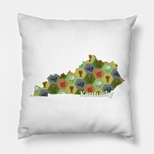 Kentucky State Map Board Games Pillow