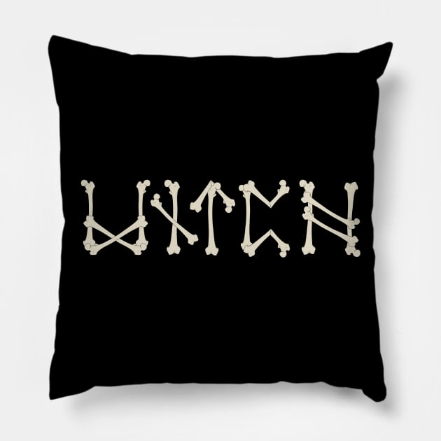 Witch Runes Spelled with bones Pillow by RavenWake