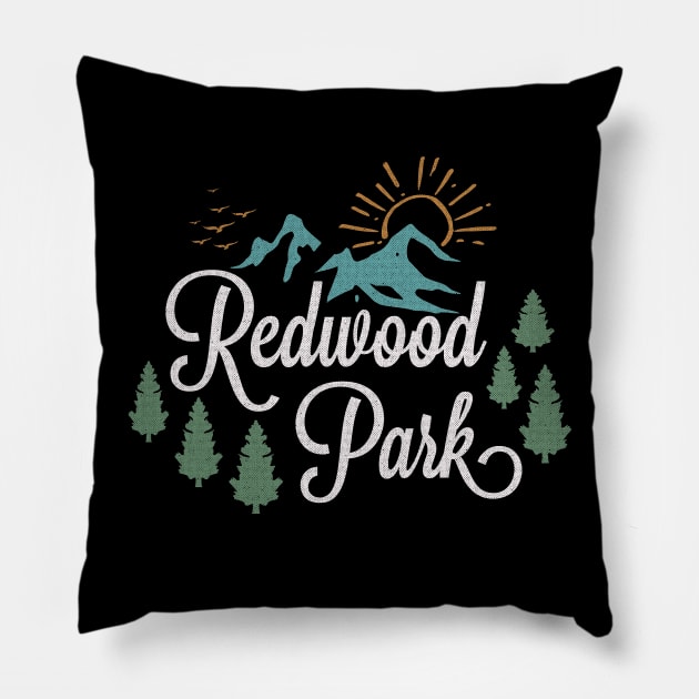 Redwood California National Park Retro Vintage Pillow by HCMGift