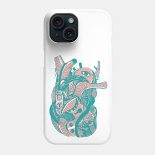 Coral Teal Light Heart Phone Case