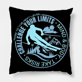 Challenge Your Limits Next Level Inspirational Quote Phrase Text Pillow