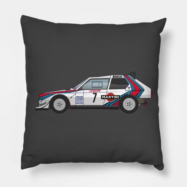 Lancia Delta S2 Rally Martini Racing Pillow by Burro Wheel