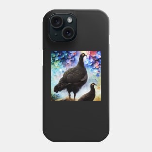 Black Grouse Family Watercolor Phone Case