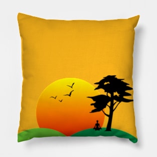 Sunset landscape Pillow